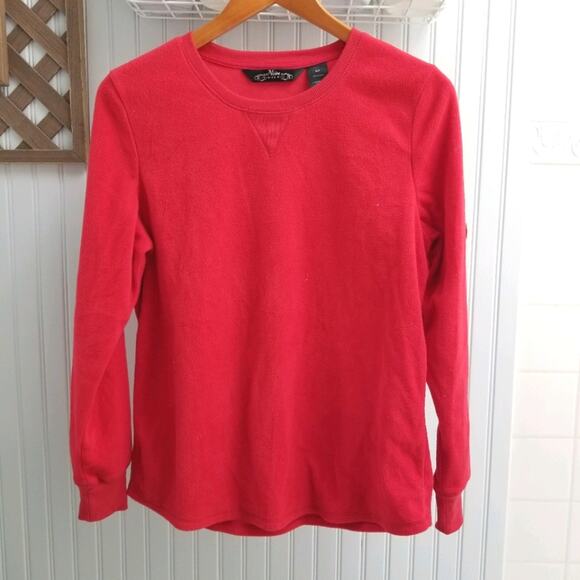 Jasmine Rose Noire Intimates Soft Red Fleece Pullover Sweater - Picture 1 of 5